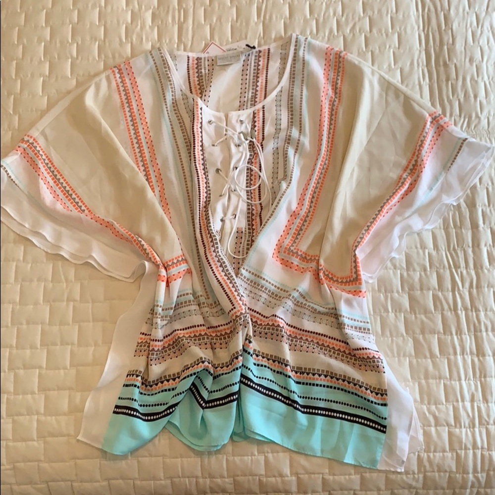 1X scarf BOHO stripe top /Mint green /Beige/White